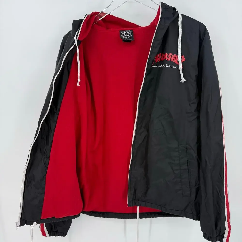 Thrasher Magazine Godzilla Track Jacket Size Large Black Red Skater Skateboard